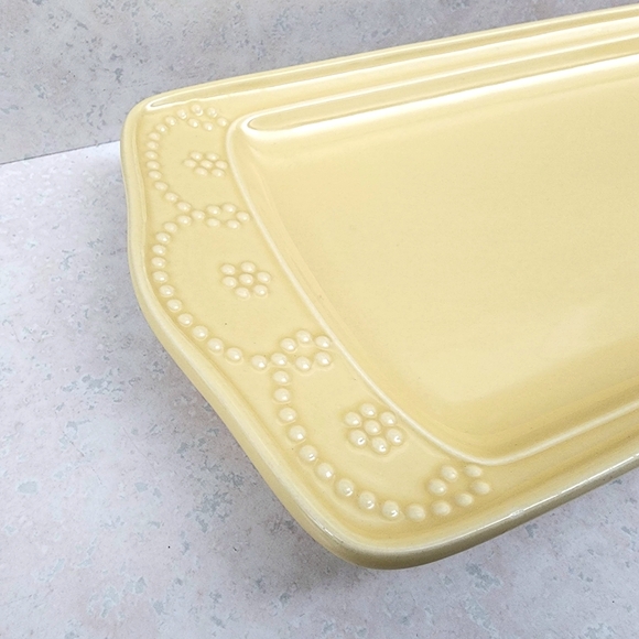 Fontinella Yellow Food Network Retired Serving Tray Plate Embossed Beaded Swirls - Picture 3 of 4